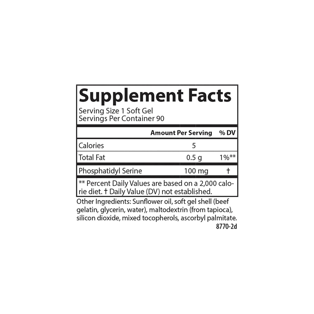 Carlson Phosphatidyl Serine 100 mg – Non-GMO Brain Function Softgels, 30 Count