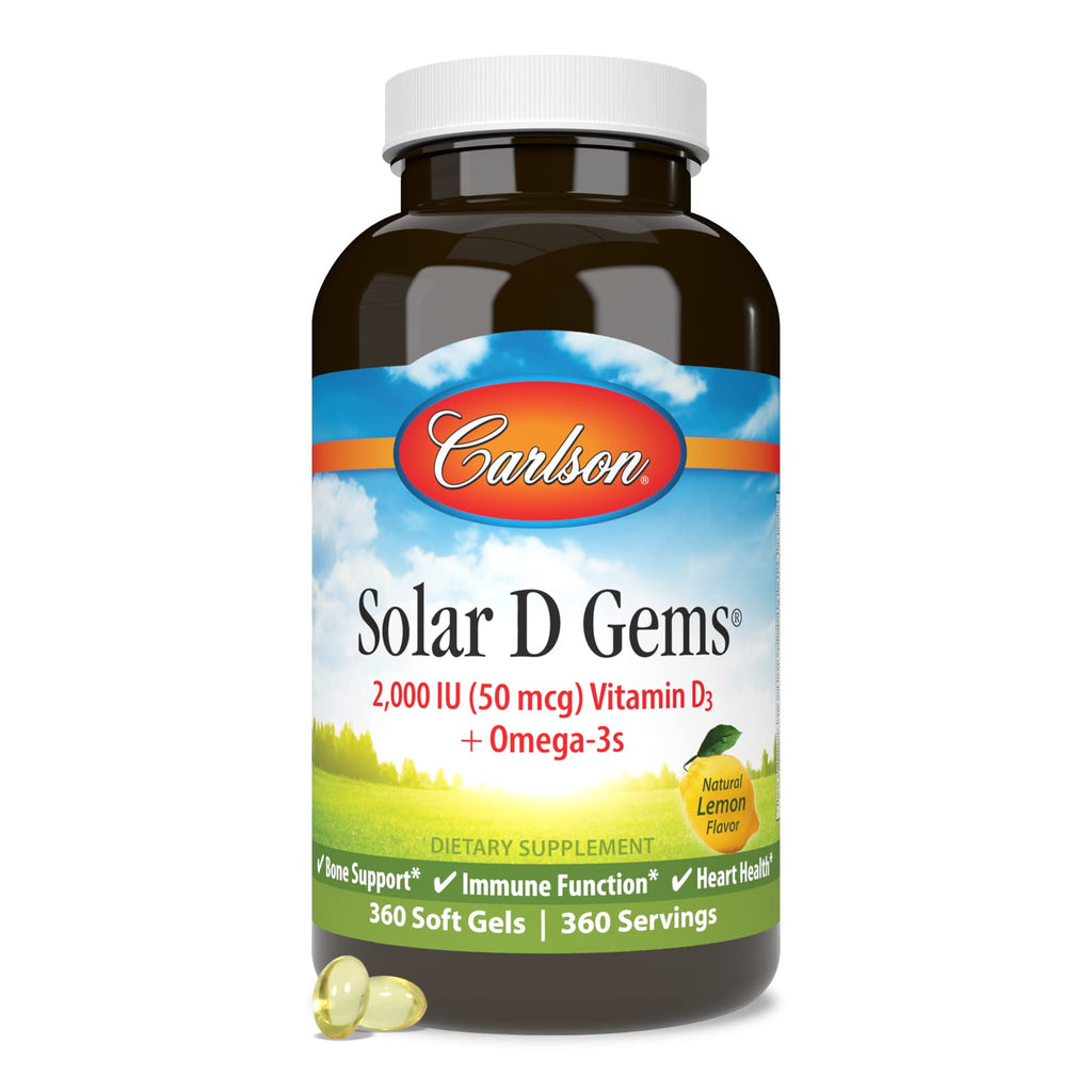 Carlson Solar D Gems Vitamin D3 2000 IU & Omega-3 Lemon Softgels - 360