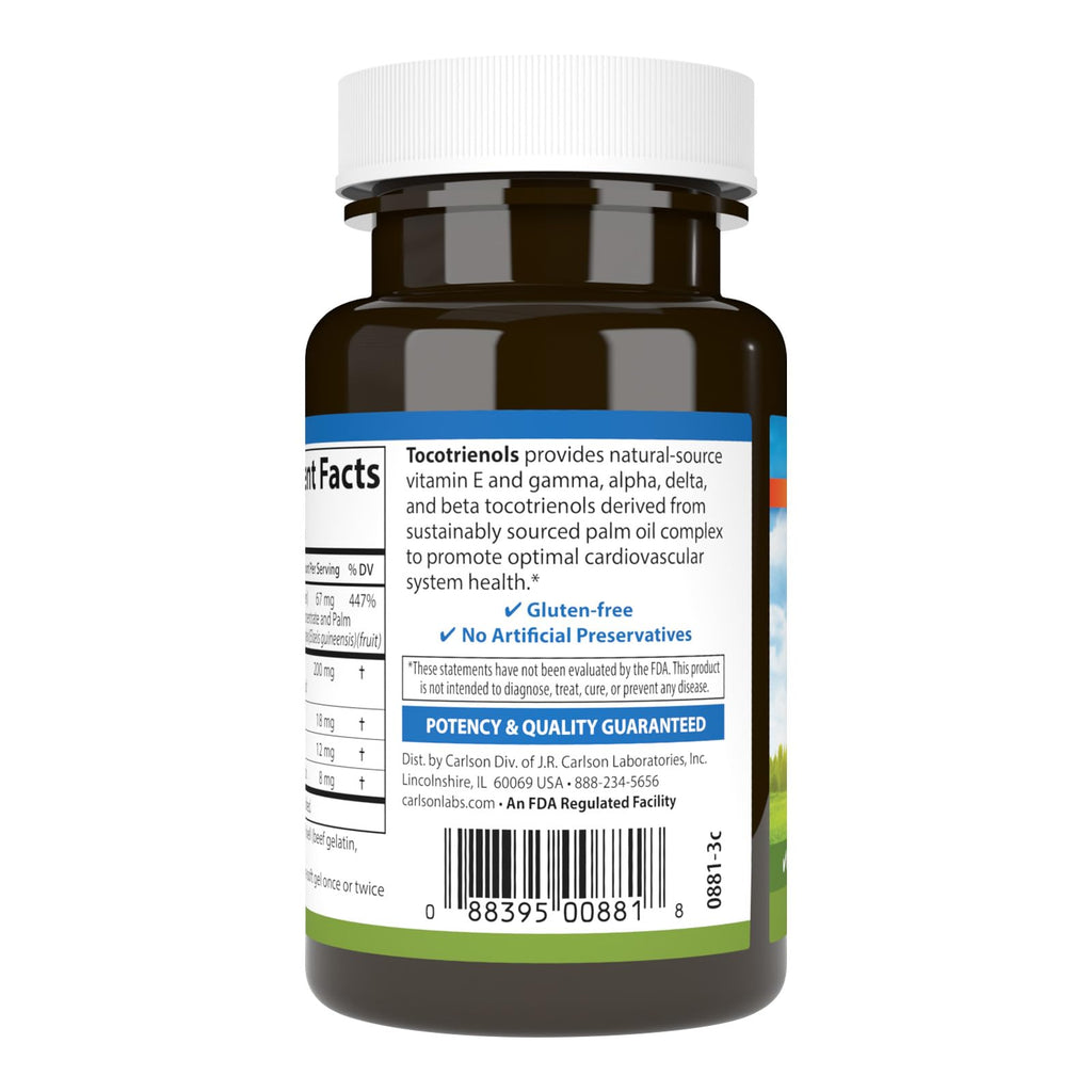 Carlson Tocotrienols 40 mg – Natural Vitamin E, 90 Softgels