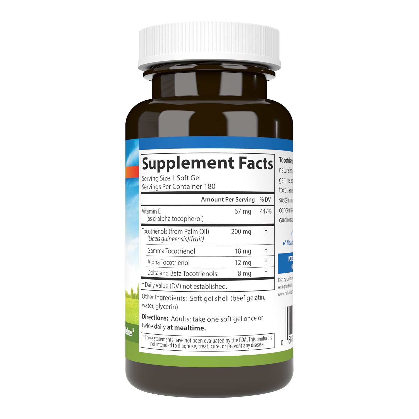 Carlson Labs Tocotrienols Softgels, 180 Count