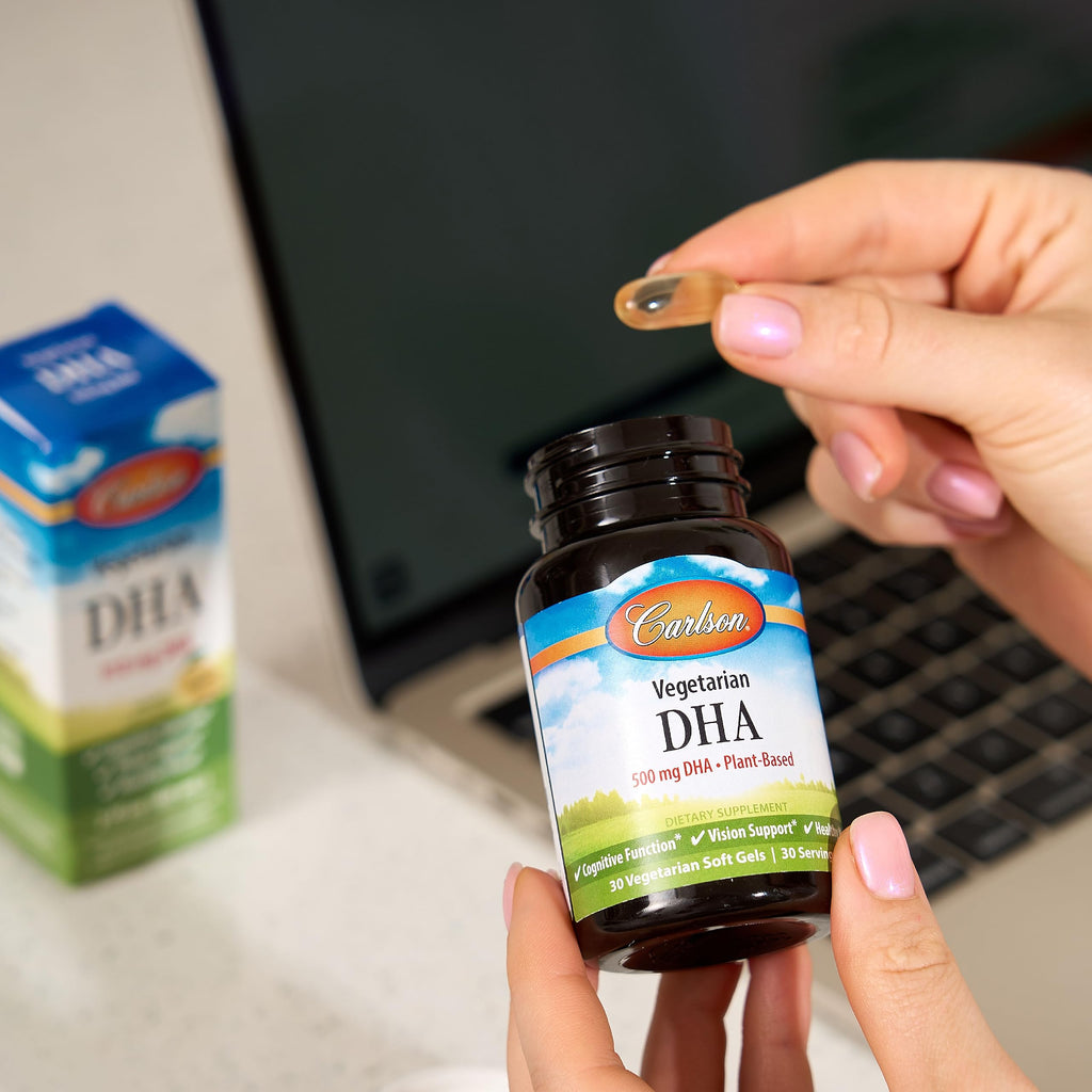 Carlson Vegetarian DHA – Plant-Based Algae-Sourced DHA (570 mg) | 30 Softgels