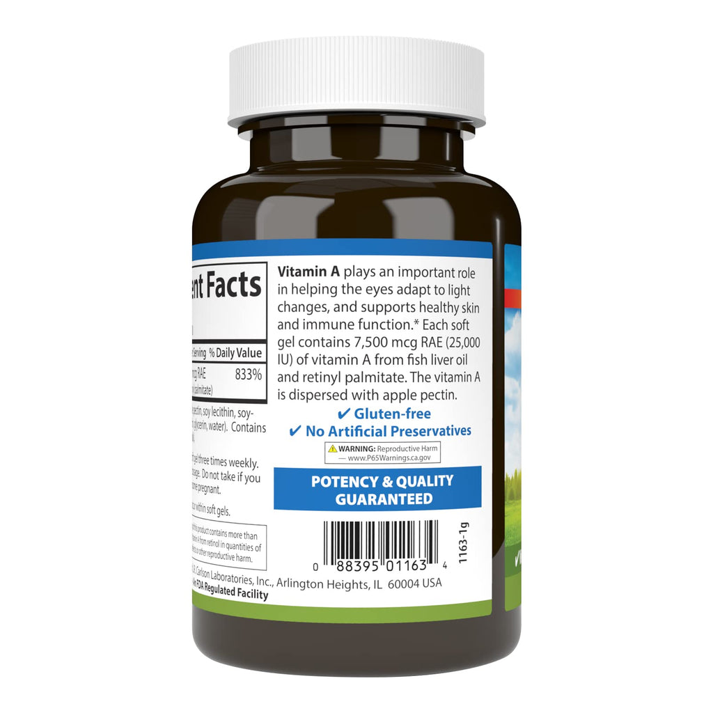 Carlson Vitamin A 25000 IU with Pectin – Vision Health (300 Softgels)