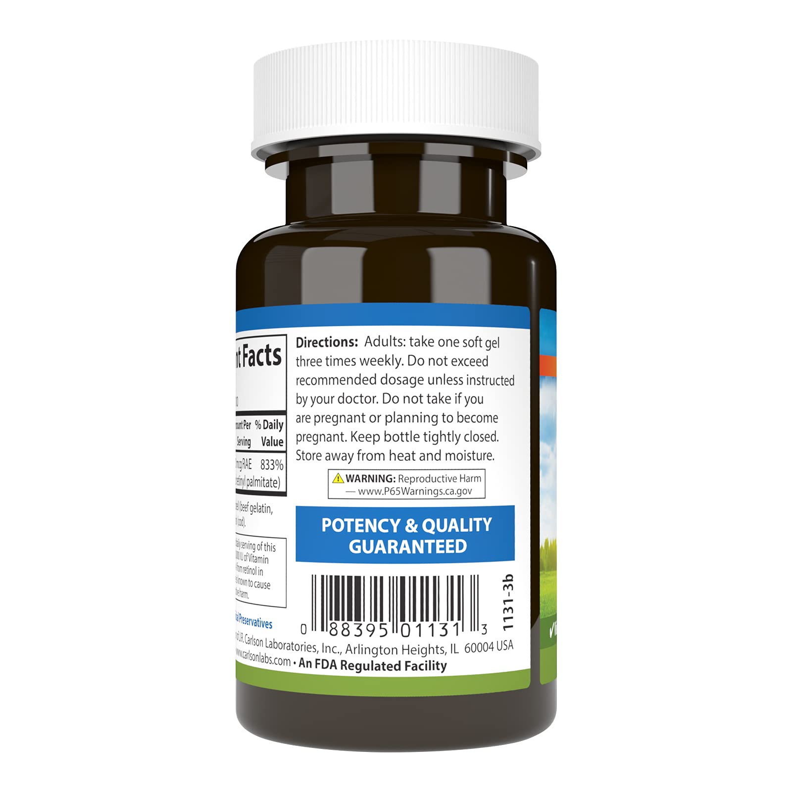 Carlson Vitamin A 25,000 IU – Vision & Skin Health, Immune Support, 100 Soft Gels