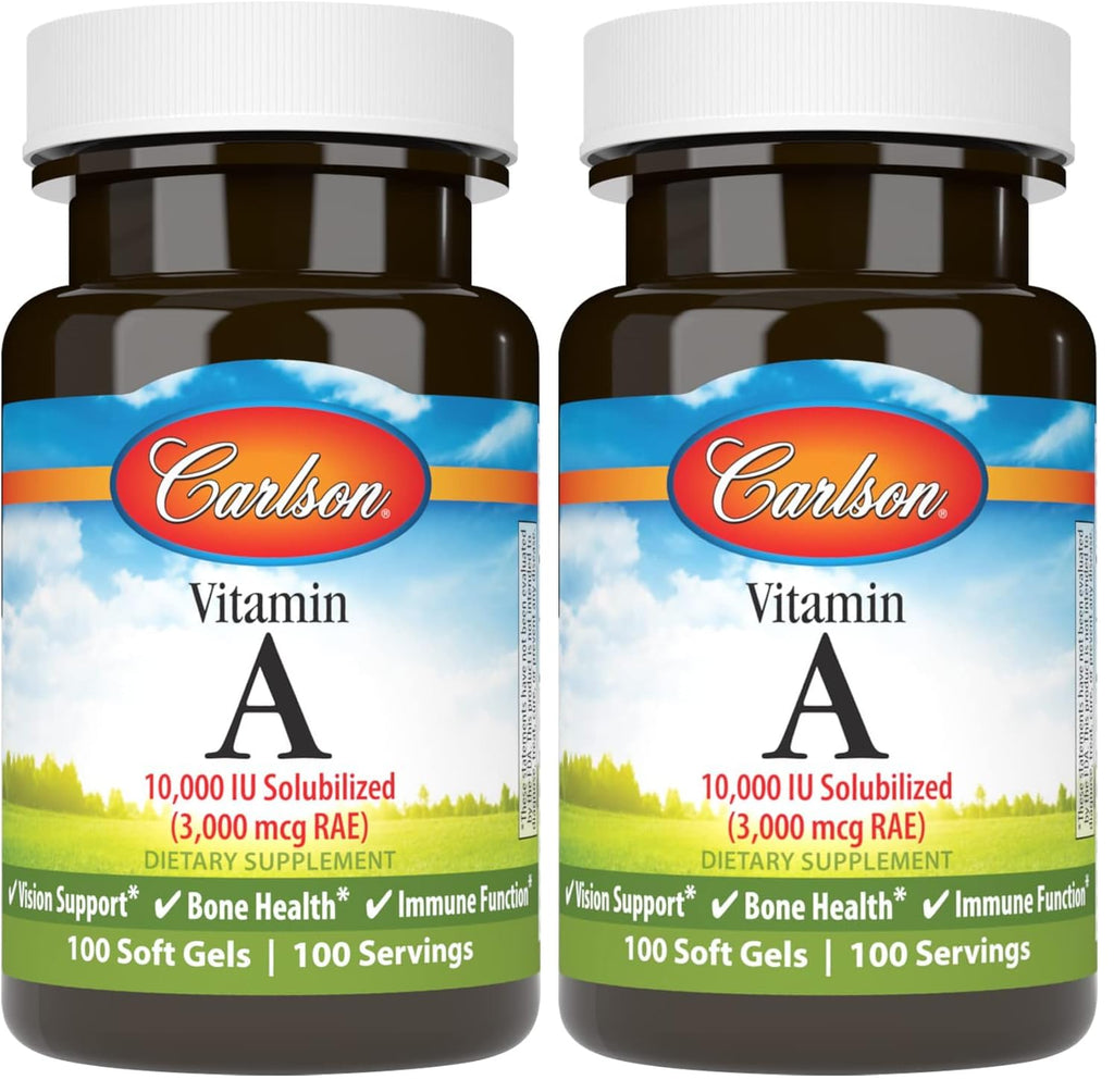 Carlson Vitamin A Solubilized 10000 IU Softgels – Vision Health (Pack of 2)