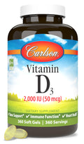 Carlson Vitamin D3 2000 IU – 360 Softgels | Bone & Immune Health