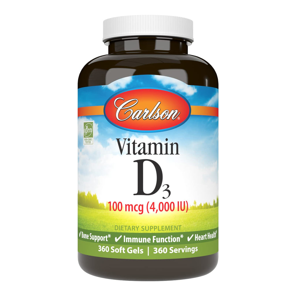 Carlson Vitamin D3 4000 IU Soft Gels – Immune & Bone Health (360 Softgels)