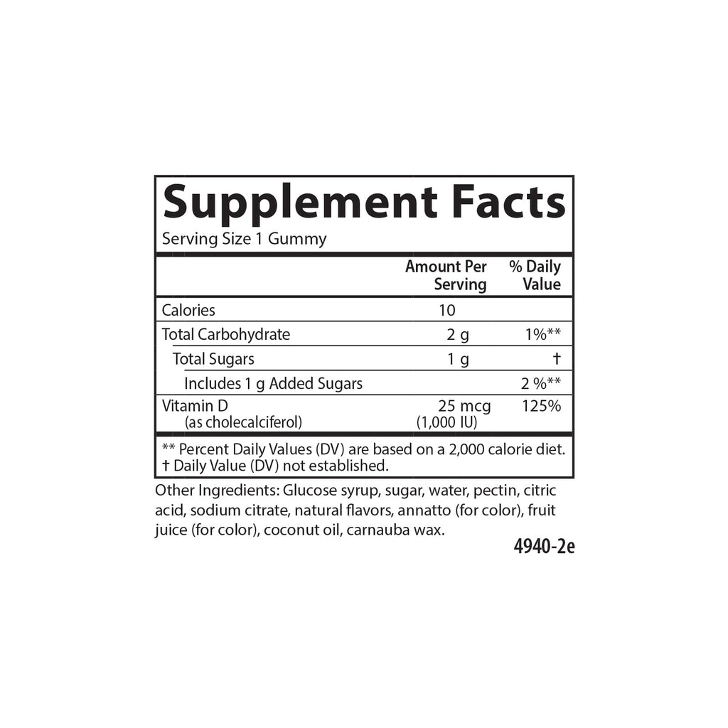 Carlson Vitamin D3 Gummies 1000 IU – Bone Health & Immune Support (Pack of 2, 60 Veg Gummies)