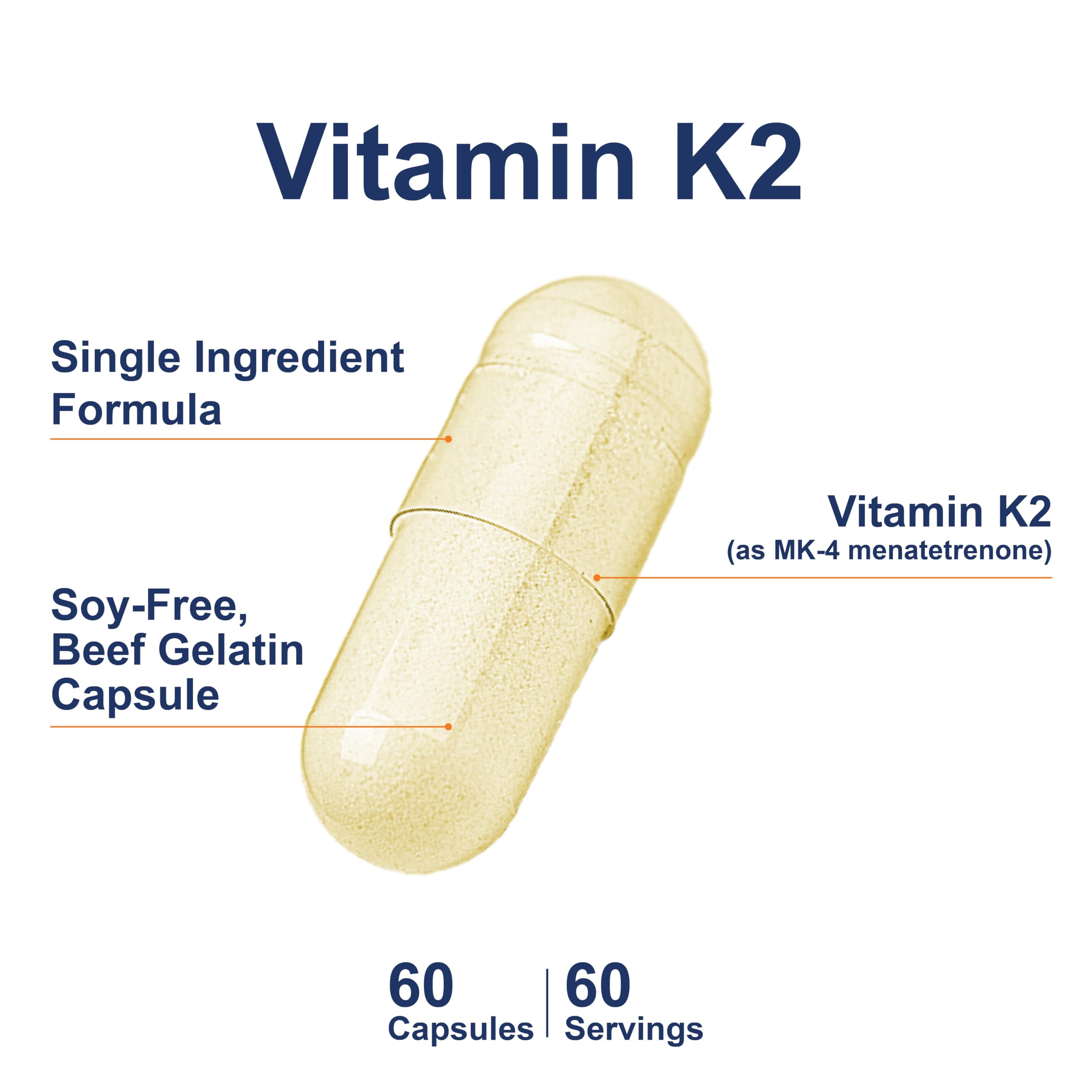 Carlson Vitamin K2 MK-4 (Menatetrenone) – 60 Soy-Free Capsules, Bone & Heart Health