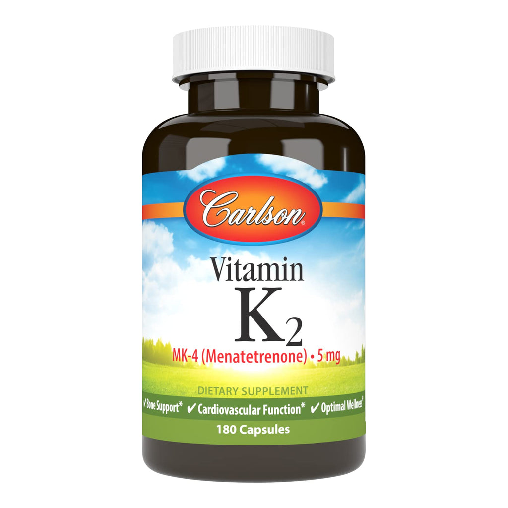 Carlson Vitamin K2 MK-4 (Menatetrenone) - Soy-Free, 180 Capsules | Bone & Heart Health