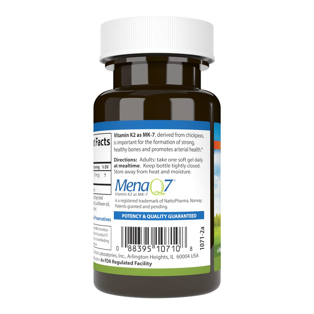 Carlson - Vitamin K2 MK-7 (Menaquinone), 90 mcg, Bone Support, Calcium Bioavailability, K2 Vitamin, Vitamin K-2, 60 Softgels