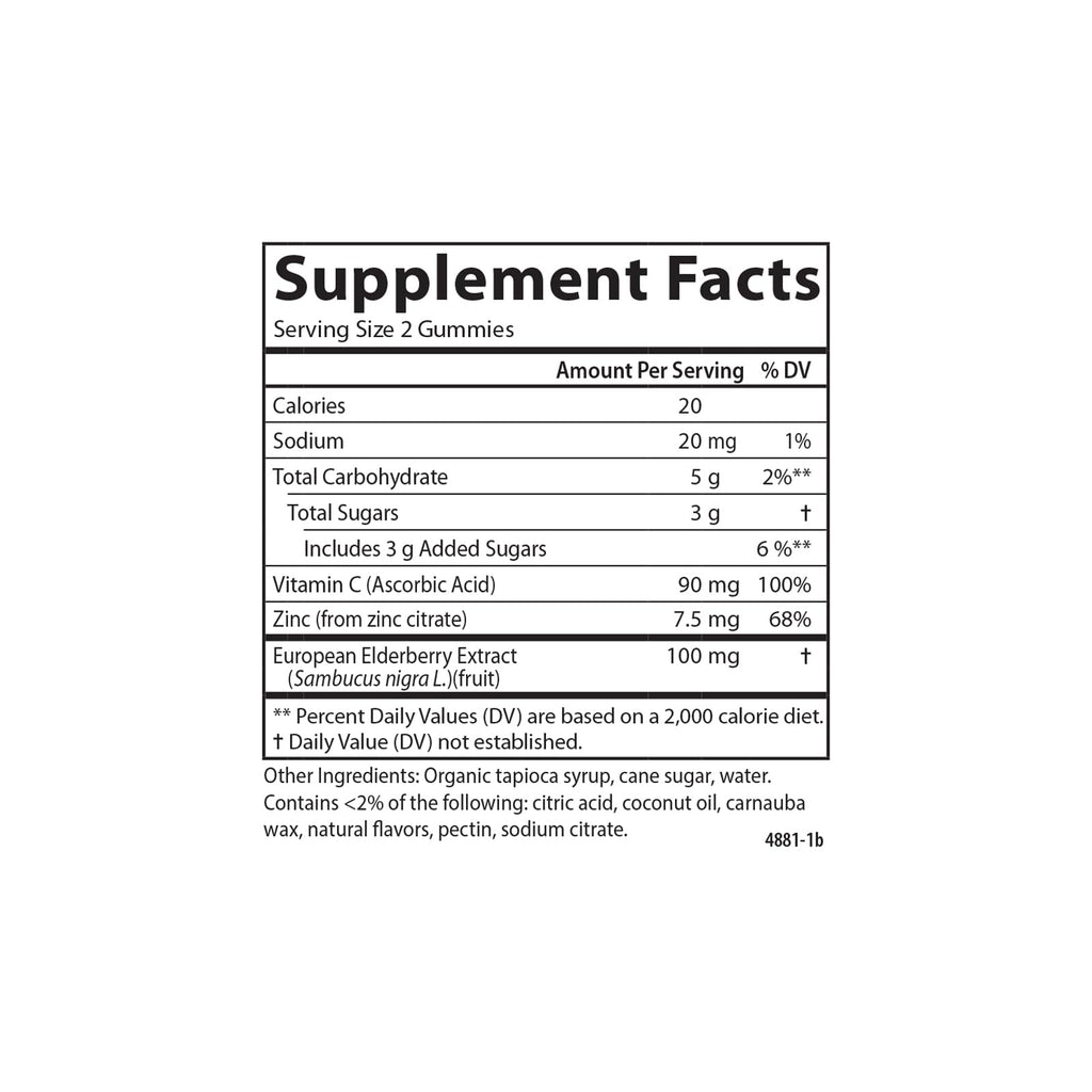 Carlson Black Elderberry Gummies with Vitamin C & Zinc | Immune Support | 120 Gummies