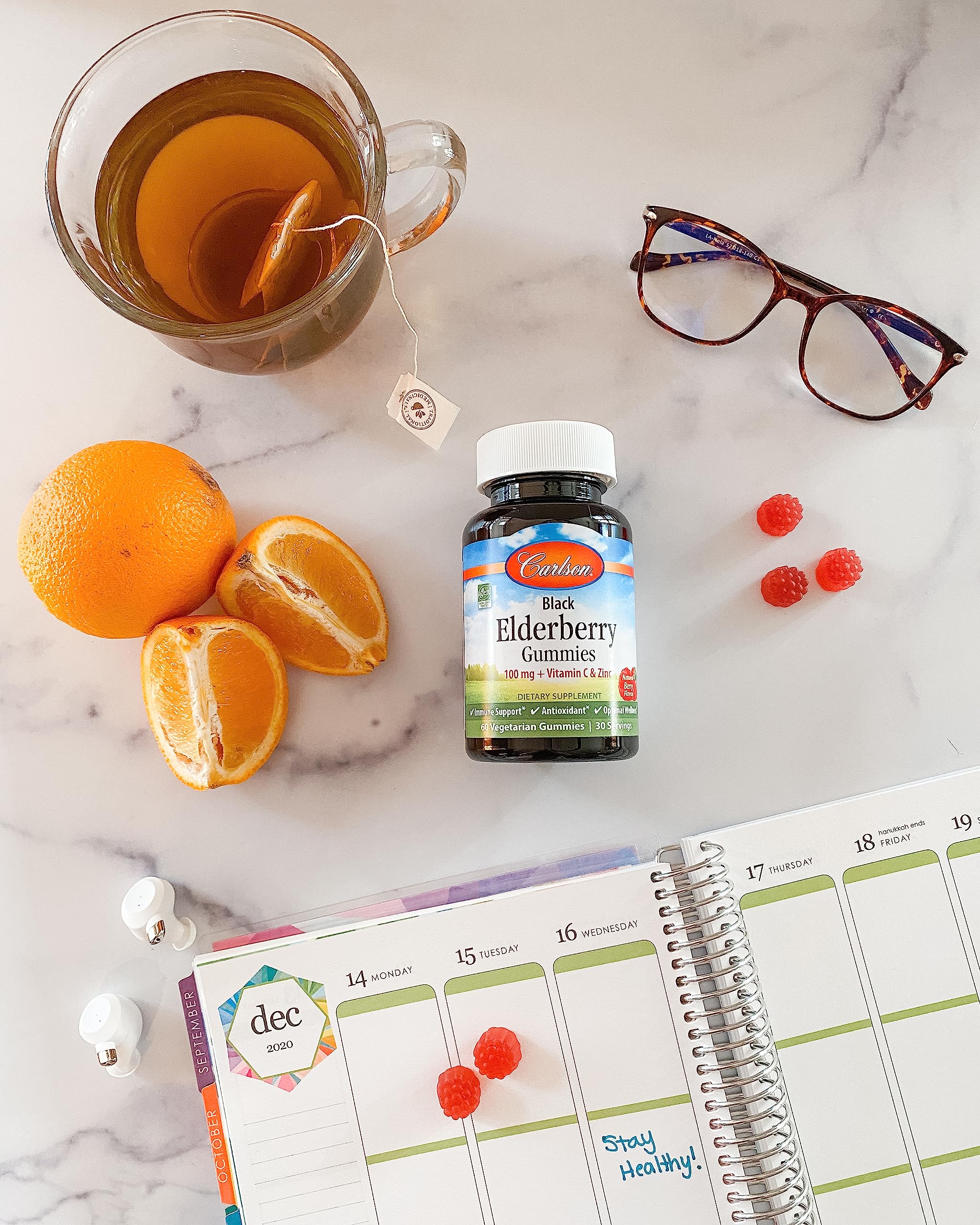 Carlson Black Elderberry Gummies with Vitamin C & Zinc | Immune Support | 120 Gummies