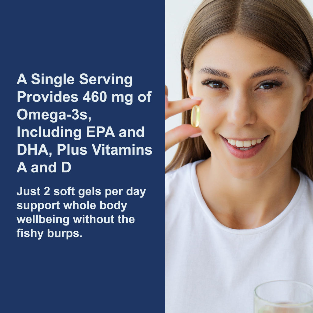 Carlson Cod Liver Oil Gems 460 mg Omega-3s + Vitamins A & D3 – Lemon – 150 + 30 Softgels