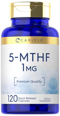 Carlyle 5-MTHF L-Methylfolate 1mg – 120 Capsules, Non-GMO & Gluten Free
