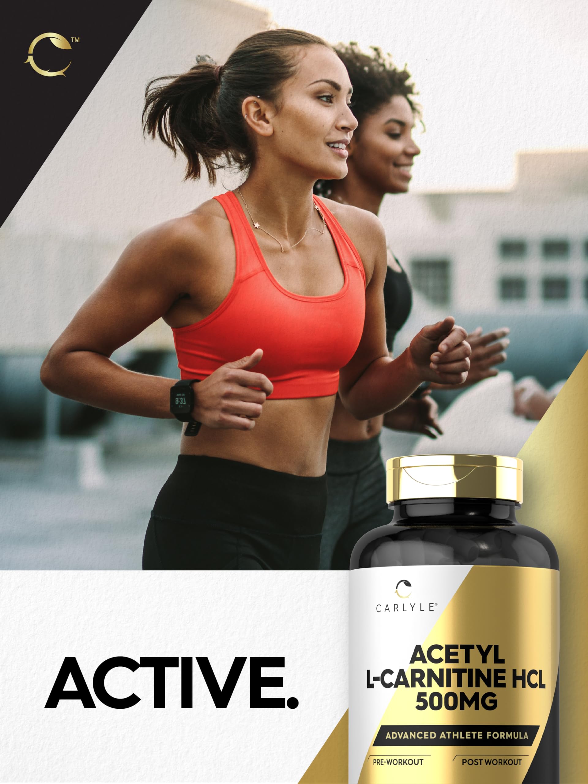 Carlyle Acetyl L-Carnitine HCl 500mg | 180 Count Capsules | Non-GMO & Gluten Free | Advanced Athlete Formula