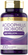 Carlyle Acidophilus Probiotic Capsules – 500M CFU, 200 Pills | Non-GMO & Gluten Free
