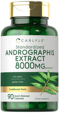 Carlyle Andrographis Paniculata Capsules | 8000mg | 90 Pills | Herb Extract Supplement | Non-GMO and Gluten Free