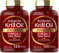 Carlyle Antarctic Krill Oil 2000 mg – 120 Softgels (Pack of 2) | Omega-3 EPA/DHA + Astaxanthin