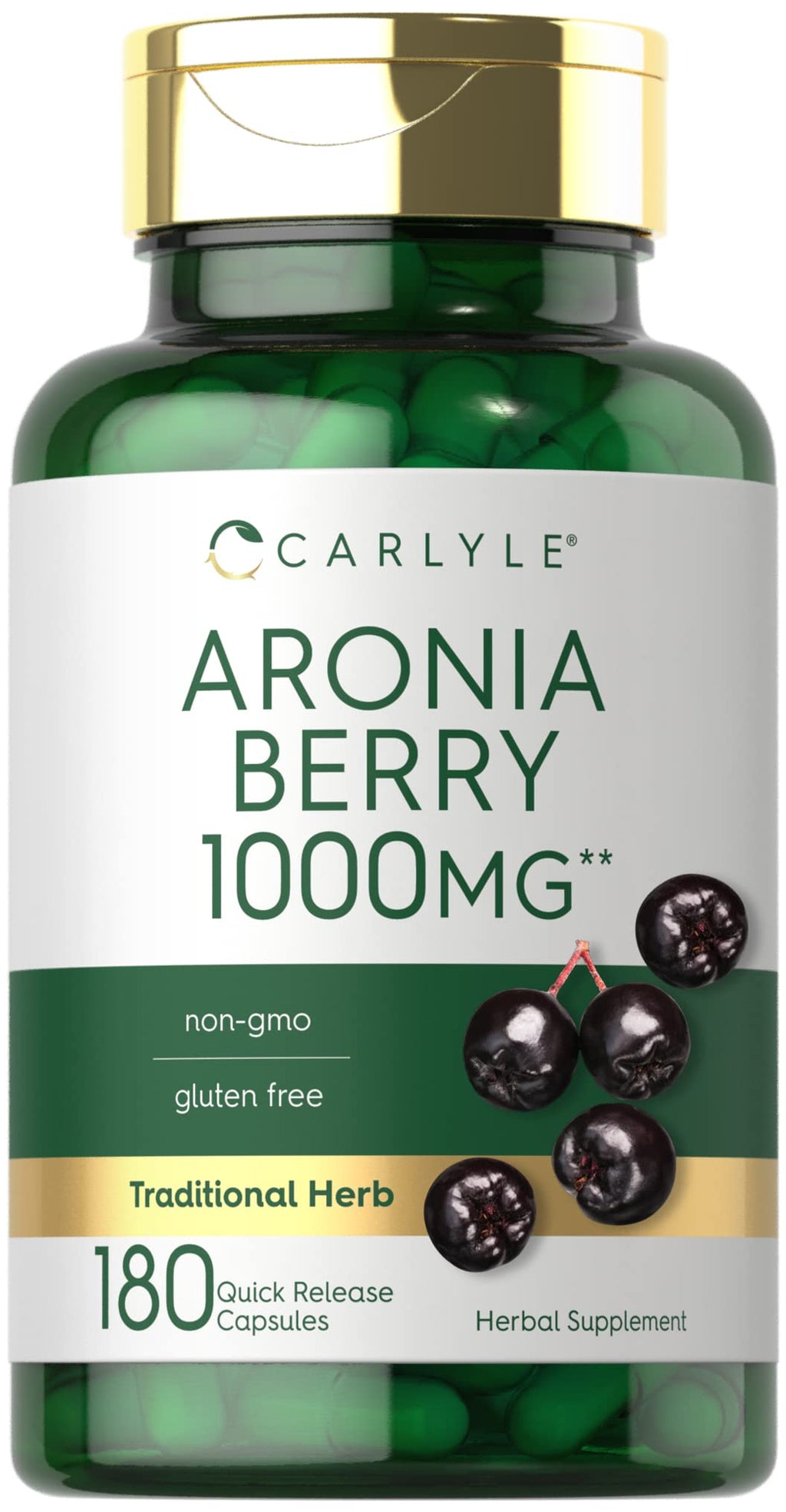 Carlyle Aronia Berry Capsules 1000mg - 180 Count | Non-GMO, Gluten Free