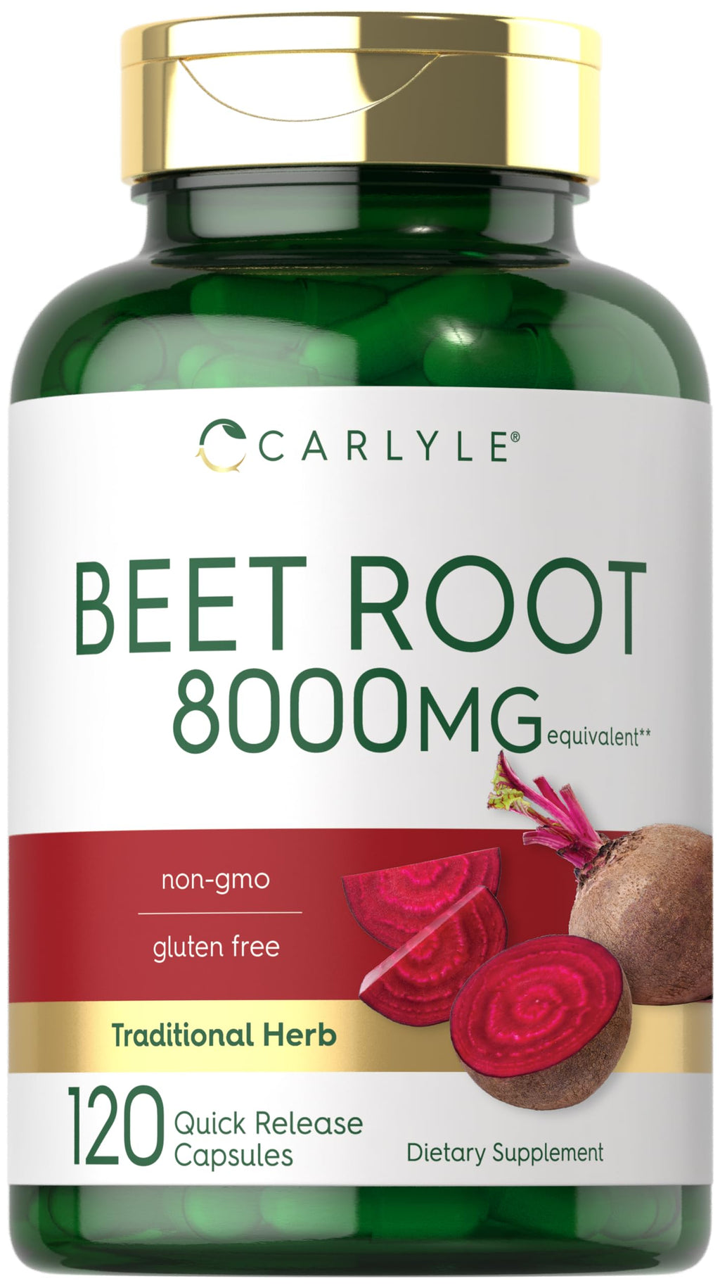 Carlyle Beet Root Capsules | 8000 mg | 120 Count | Non-GMO and Gluten Free Supplement