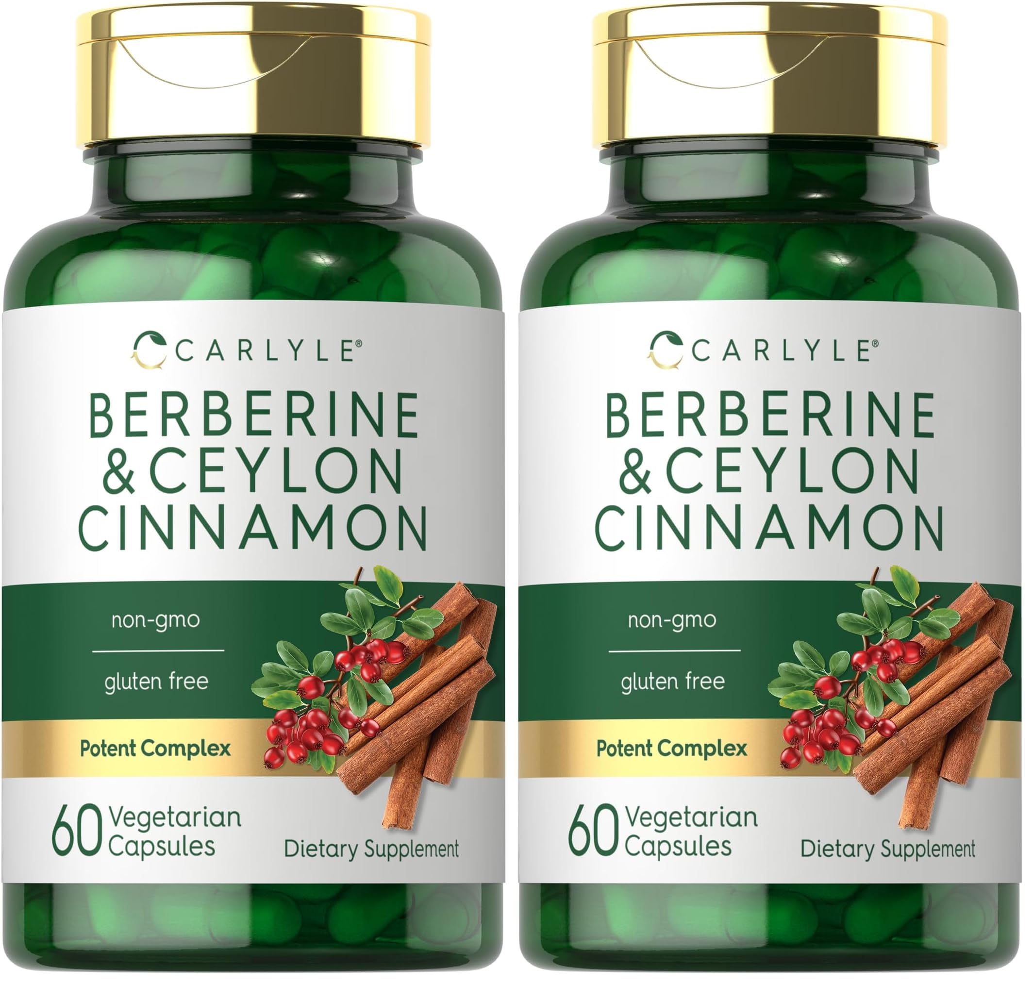 Carlyle Berberine with Ceylon Cinnamon 2000mg | 60 Capsules | Vegetarian, Non-GMO, Gluten Free (Pack of 2)