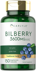 Carlyle Bilberry Extract Capsules | 3600mg, 150 Count | Vegetarian, Non-GMO, Gluten Free Fruit Supplement