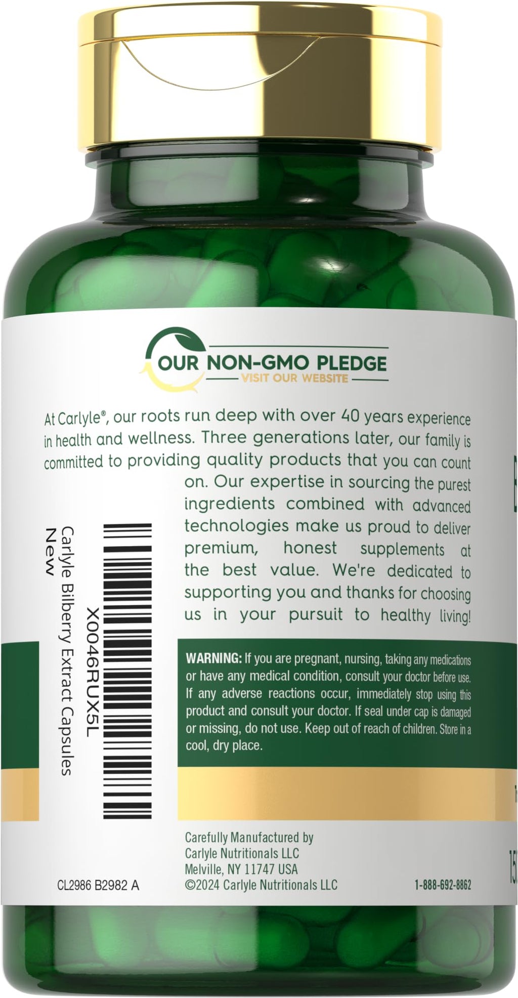 Carlyle Bilberry Extract Capsules | 3600mg, 150 Count | Vegetarian, Non-GMO, Gluten Free Fruit Supplement