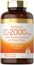 Carlyle Buffered Vitamin C 2000mg | 180 Caplets | Rose Hips & Bioflavonoids
