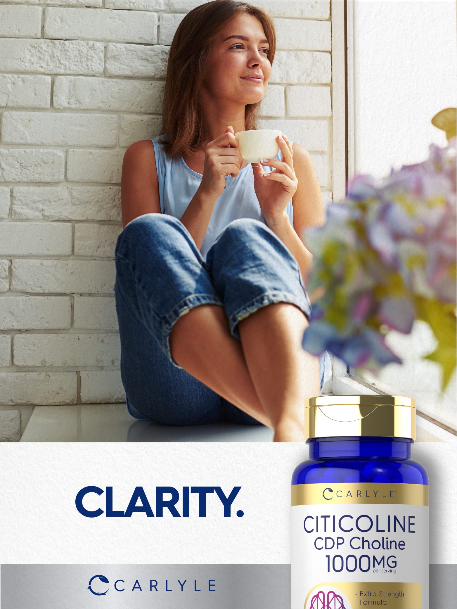 Carlyle Citicoline CDP Choline 1000mg - 60 Capsules | Non-GMO, Gluten Free