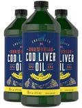 Carlyle Cod Liver Oil Liquid Lemon | 16 oz x3 Bottles | Norwegian, Gluten Free, Non-GMO