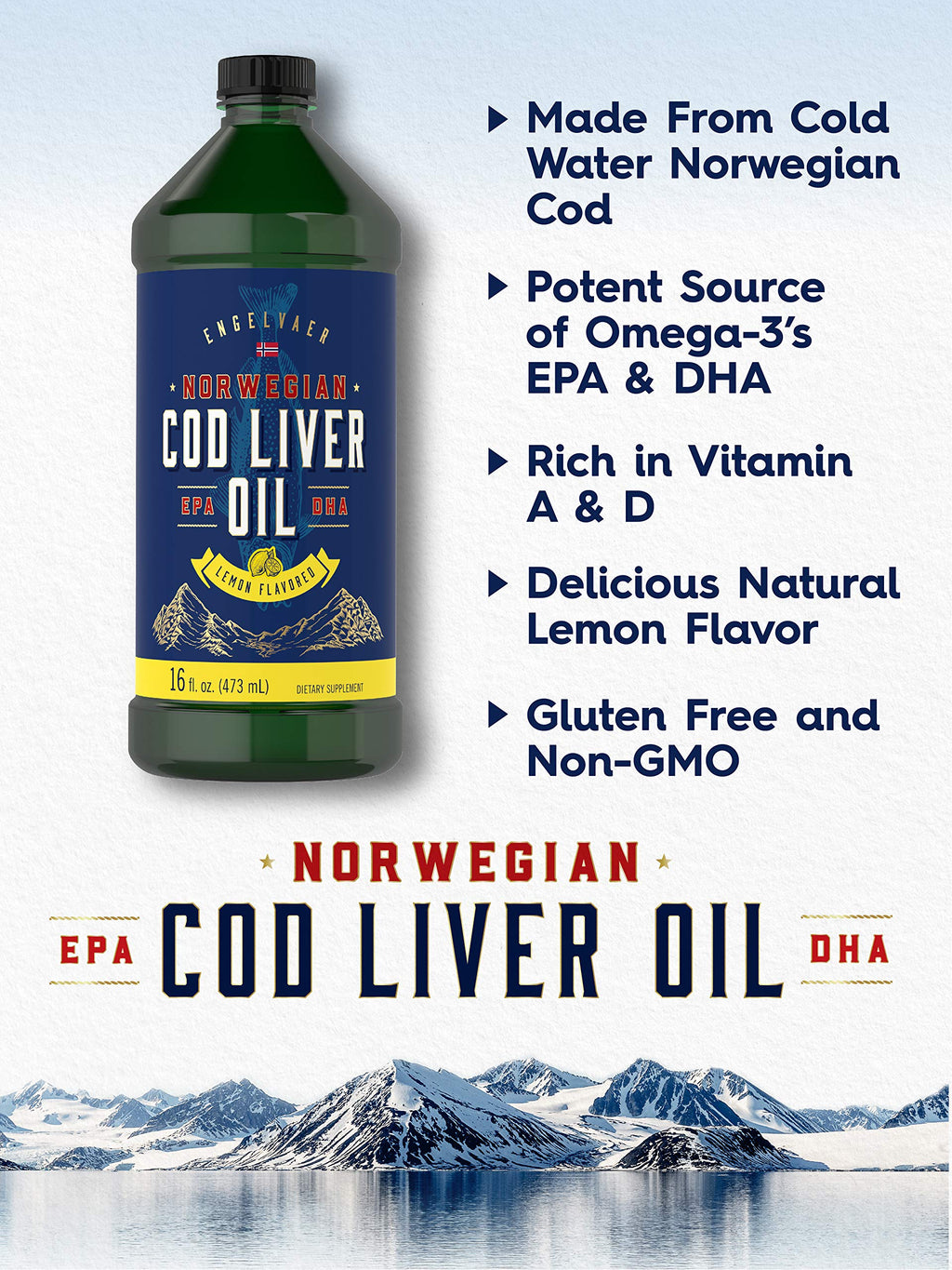 Carlyle Cod Liver Oil Liquid Lemon | 16 oz x3 Bottles | Norwegian, Gluten Free, Non-GMO