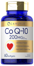 Carlyle CoQ10 200mg Softgels – 60 Count | Enhanced Absorption, Gluten Free, Non-GMO