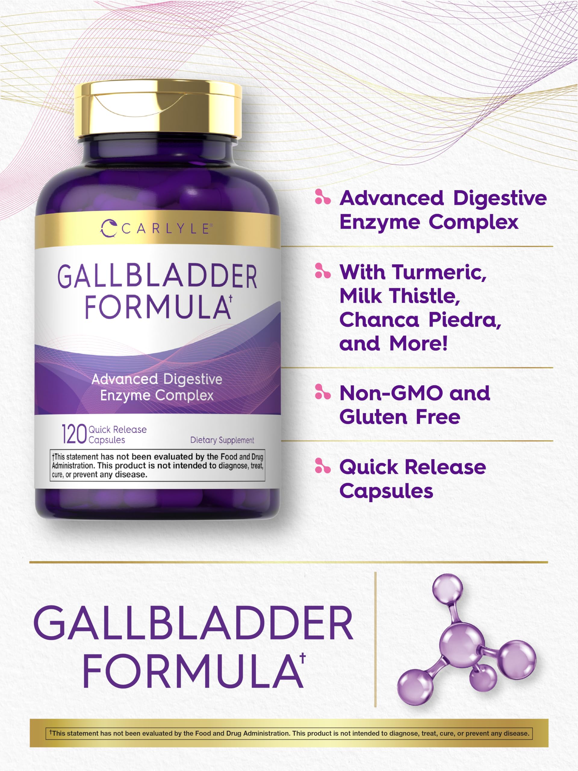 Carlyle Gallbladder Formula Supplement | 120 Capsules | Ox Bile Digestive Enzymes | Non-GMO & Gluten Free
