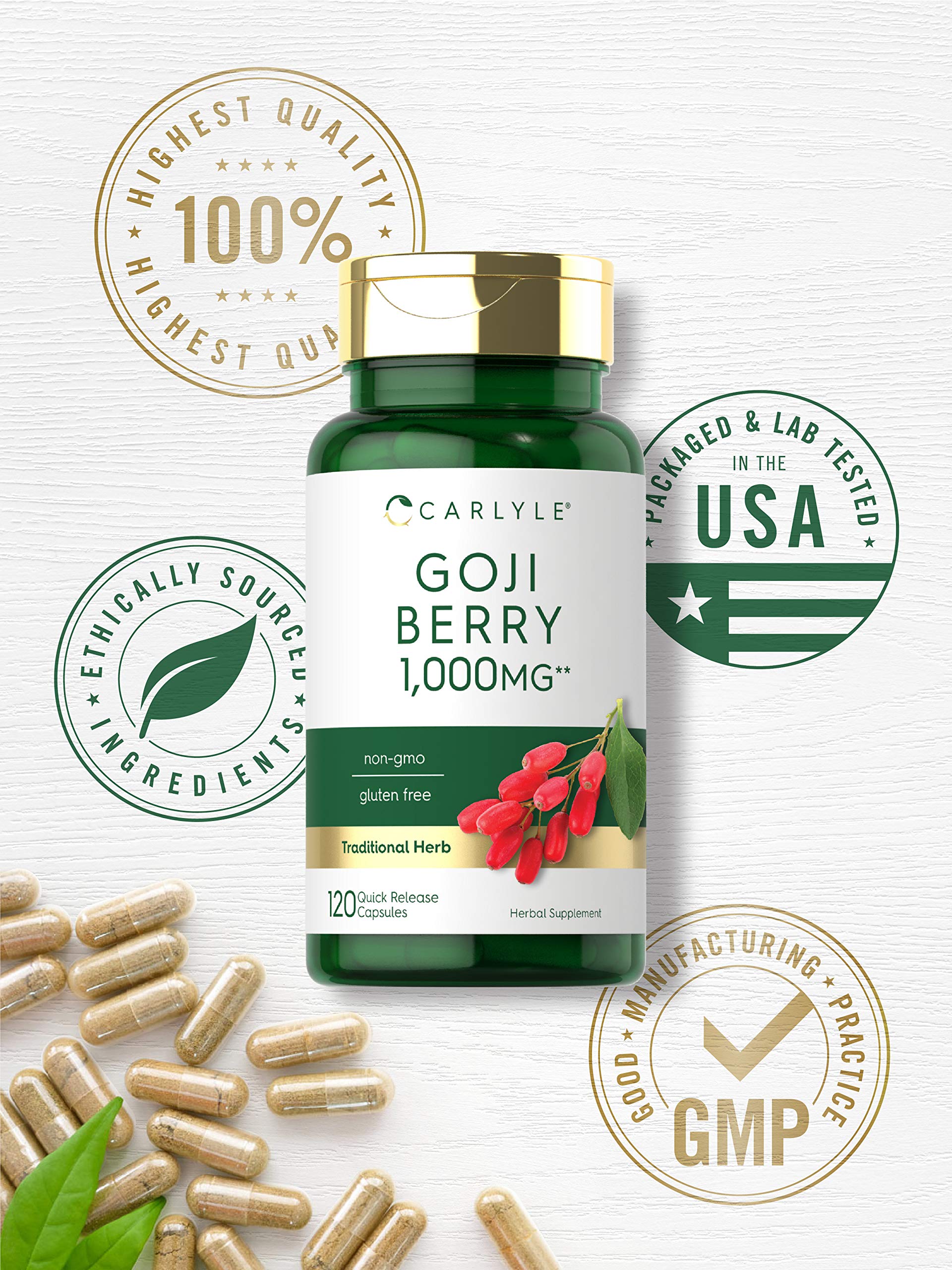 Carlyle Goji Berry 1000mg – 120 Capsules – Non-GMO, Gluten Free