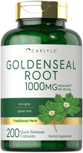 Carlyle Goldenseal Root Capsules 1000mg - 200 Count | Non-GMO & Gluten Free | Traditional Herb Supplement