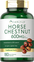 Carlyle Horse Chestnut Extract 600mg – 180 Capsules | Herbal Supplement | Non-GMO, Gluten Free