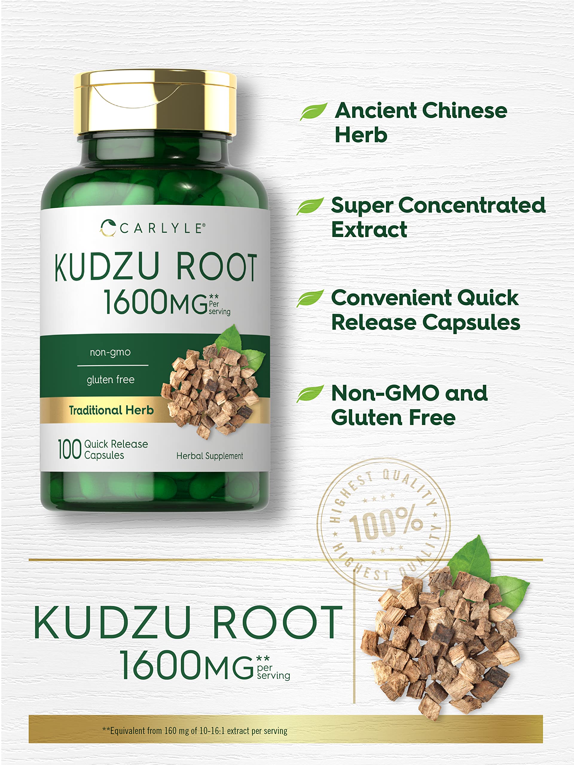 Carlyle Kudzu Root 100 Capsules – Non-GMO & Gluten Free