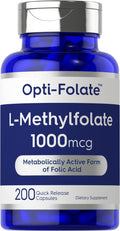 Carlyle L-Methylfolate 1000mcg | 200 Capsules | Opti-Folate – Non-GMO, Gluten Free | 5-MTHF Methyl Folate