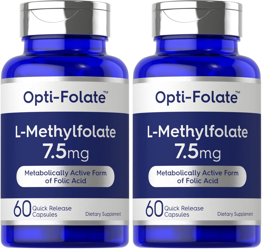 Carlyle L-Methylfolate 7.5 mg | 60 Capsules | Optimized & Activated | Non-GMO, Gluten Free | 5-MTHF Methyl Folate | Opti-Folate (Pack of 2)