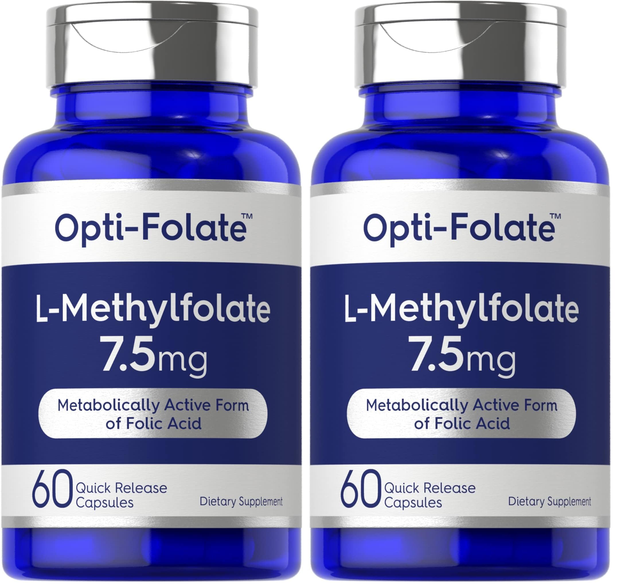 Carlyle L-Methylfolate 7.5 mg | 60 Capsules | Optimized & Activated | Non-GMO, Gluten Free | 5-MTHF Methyl Folate | Opti-Folate (Pack of 2)