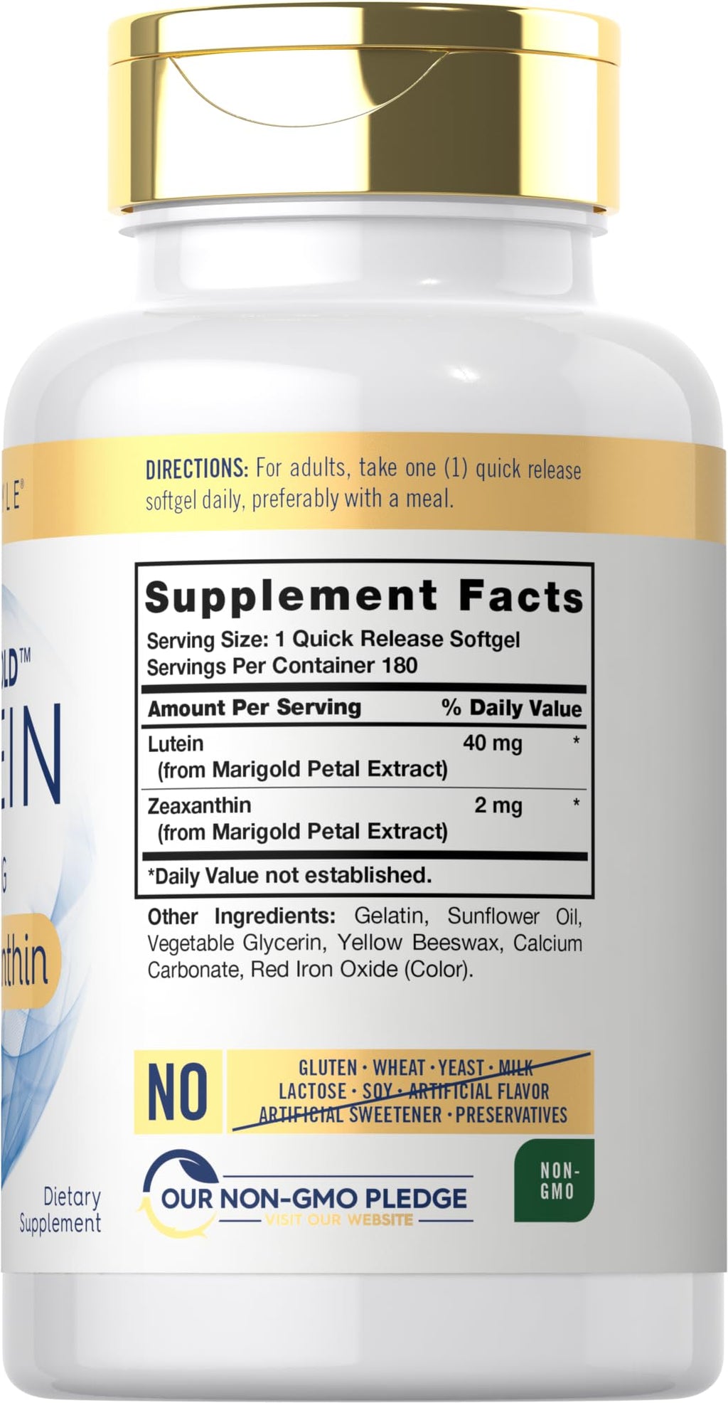 Carlyle Lutein & Zeaxanthin Supplement | 40 mg Lutein + 2 mg Zeaxanthin per Softgel | 180 Softgels | Visi-Gold | Eye Health Vitamins | Non-GMO & Gluten Free