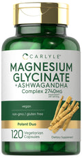 Carlyle Magnesium Glycinate with Ashwagandha | 2,740mg Complex | 120 Veg Capsules | Non-GMO & Gluten Free