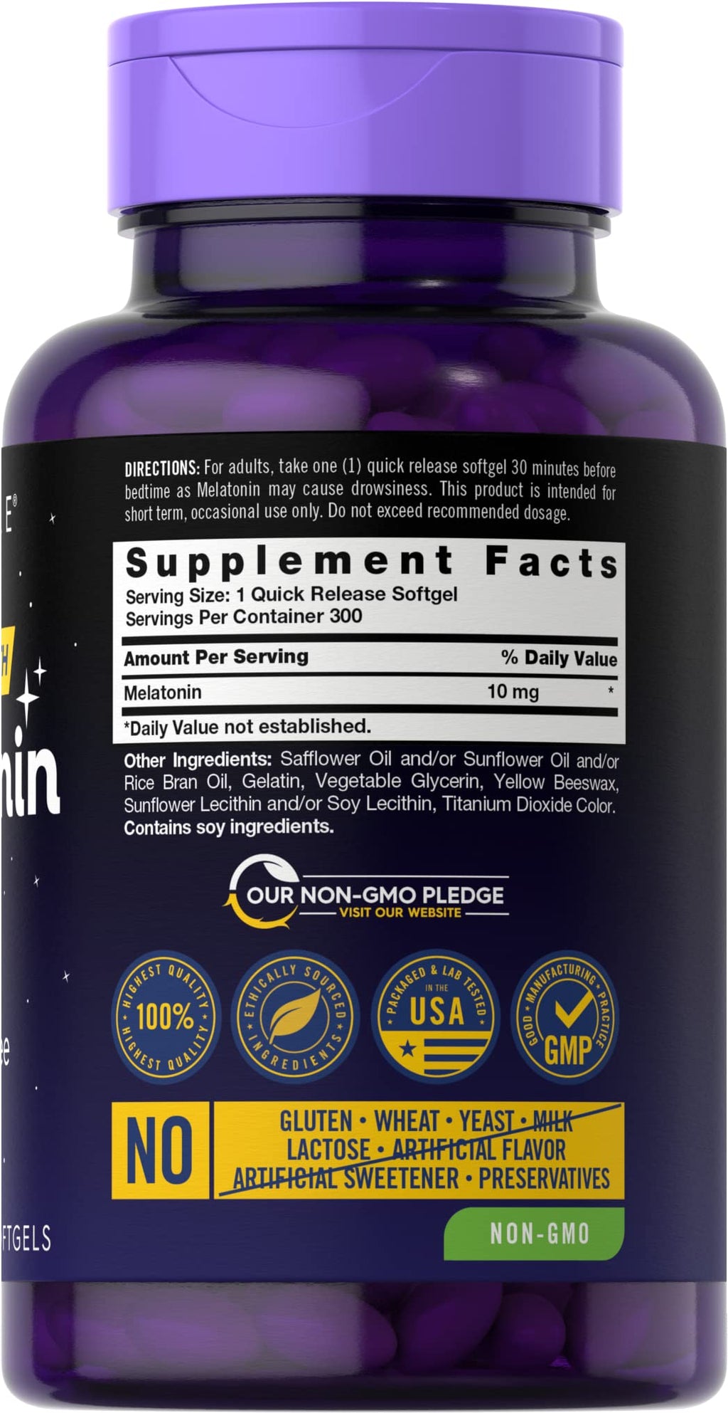 Carlyle Melatonin 10mg | 300 Softgels – Pack of 2 | Extra Strength Sleep Support