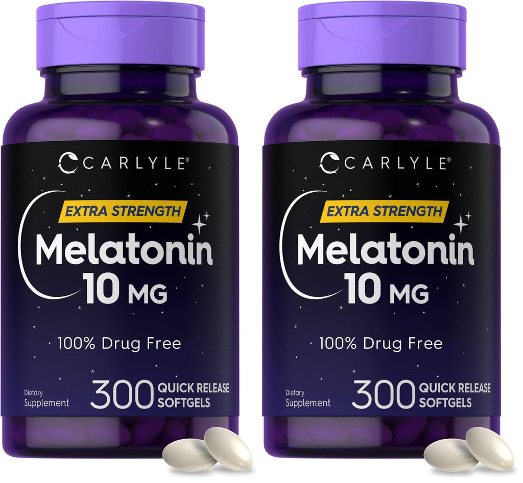 Carlyle Melatonin 10mg | 300 Softgels – Pack of 2 | Extra Strength Sleep Support