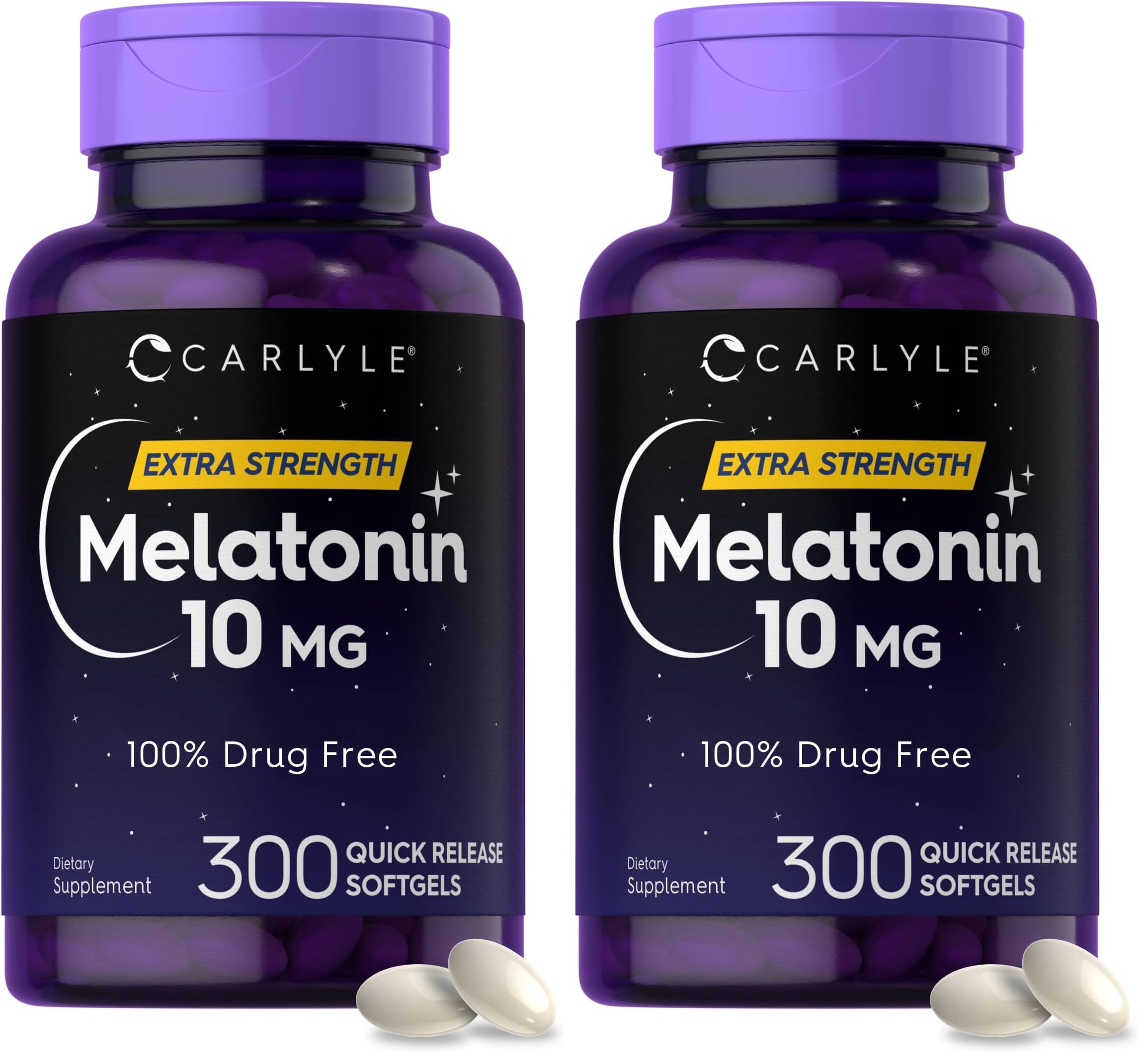 Carlyle Melatonin 10mg | 300 Softgels – Pack of 2 | Extra Strength Sleep Support