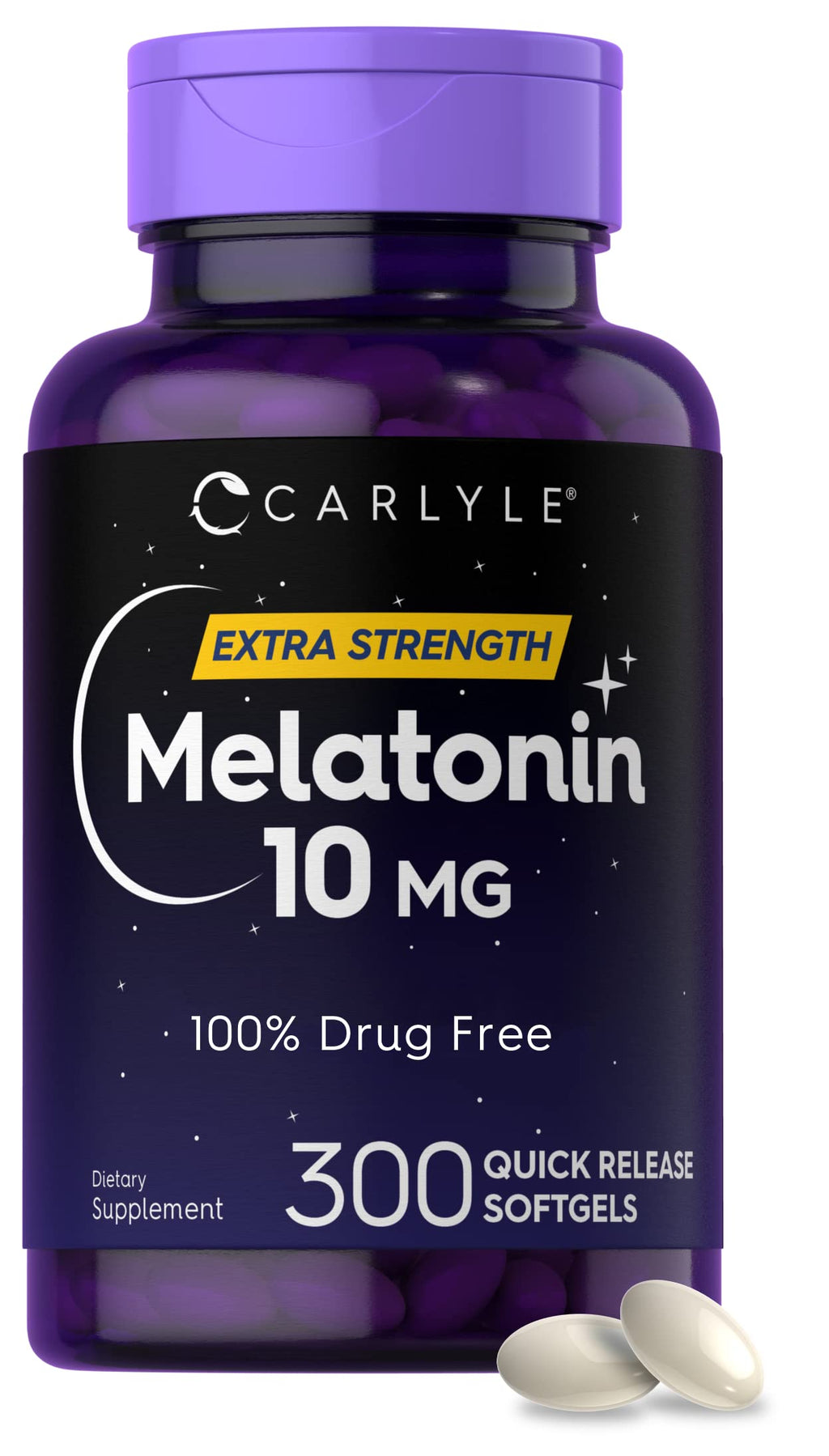Carlyle Melatonin 10mg Softgels – 300 Count, Extra Strength for Adults | Non-GMO & Gluten Free