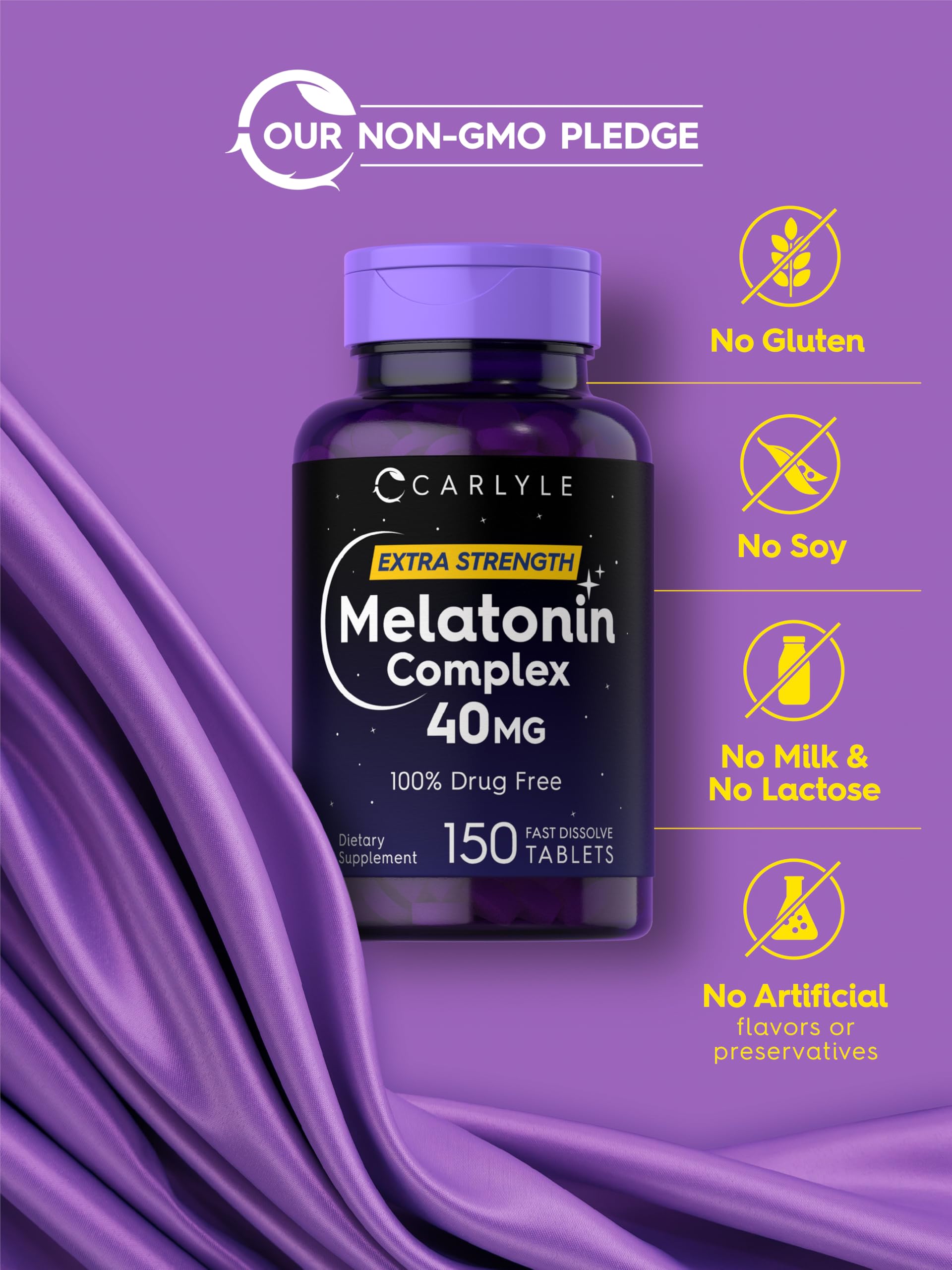 Carlyle Melatonin 40mg Complex – 150 Fast Dissolve Tablets | Extra Strength