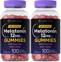 Carlyle Melatonin Gummies 12mg - 100 Count Berry (Pack of 2) | Vegan, Non-GMO, Gluten Free