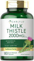 Carlyle Milk Thistle 2000mg – 180 Capsules | Dandelion & Yellow Dock | Non-GMO, Gluten Free