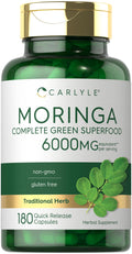 Carlyle Moringa Oleifera 180 Capsules | Non-GMO Gluten Free Green Superfood
